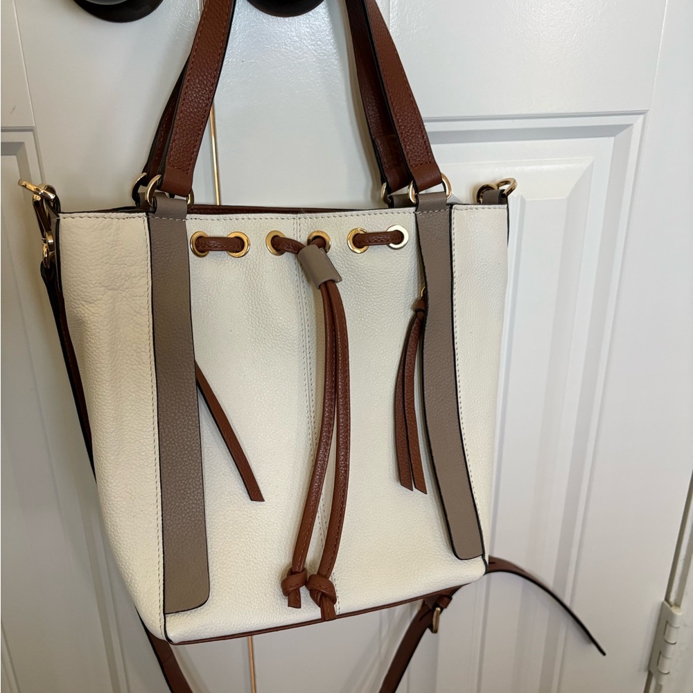 Elegant White and Brown Women's Bag